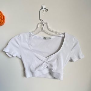 Zara white crop top